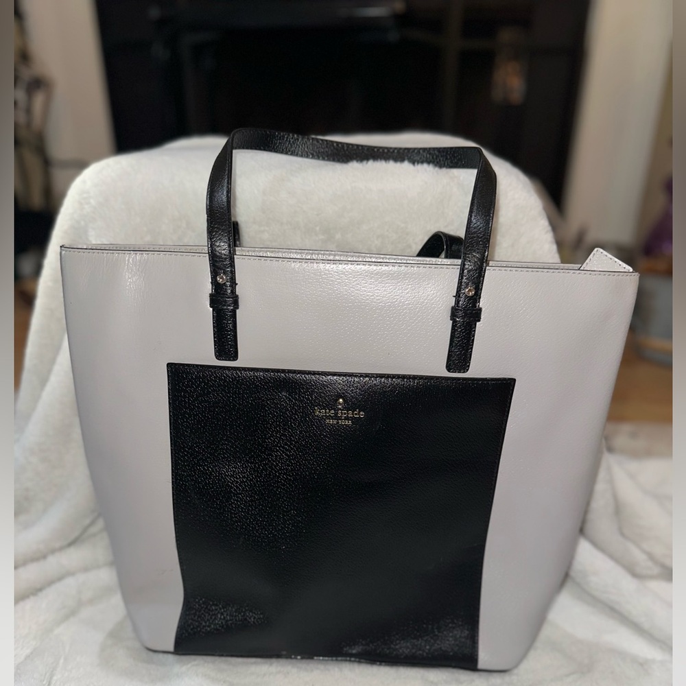 Kate Spade Black and Gray Color-Block Tote
